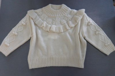 画像1: セラフ/フラワー刺繍セーター（オフ）95/130