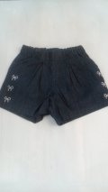 セラフ/リボン刺繍ショートパンツ（ブルー）120/140