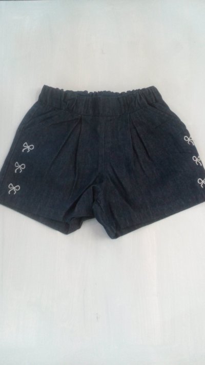 画像1: セラフ/リボン刺繍ショートパンツ（ブルー）120/140