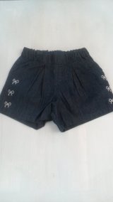 画像: セラフ/リボン刺繍ショートパンツ（ブルー）120/140